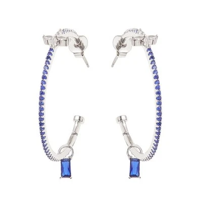 ORECCHINI A CERCHIO OTTAVIANI OTTONE Placcato Con ZIRCONI BLU E BIANCHI 501108O - Immagine 1 di 4