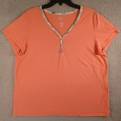 Top de pijama Croft & Barrow naranja para mujer talla grande suave elástico cuello en V corto Slv Foto 1 de 4