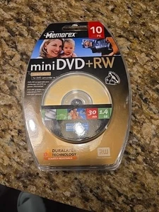 MEMOREX Mini DVD+RW 10 Pack Rewriteable DVD for DVD Camcorder or PC NEW SEALED - Photo 1/1