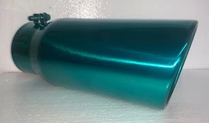 CONSEJO ESCAPE DIÉSEL TRANSPARENTE CROMO VERDE AZULADO 3" ID x 5" OD x 12" LARGO - Imagen 1 de 6