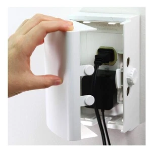 Baby Safety Outlet Cover Box Double Lock Baby Toddler Proofing White - Picture 1 of 6