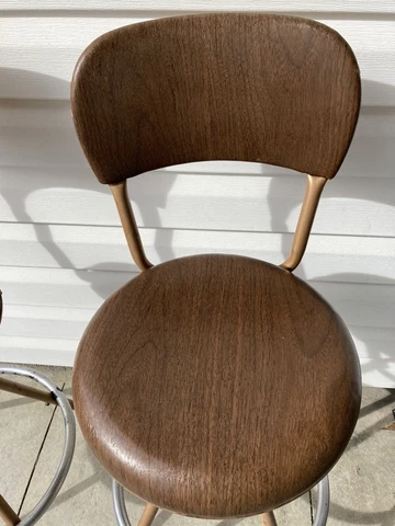Vintage Cosco Atlas Mid Century Swivel Stool w Back Rest Cover