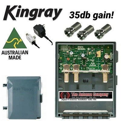 Kingray MHW35F 35dB Masthead TV Amplifier booster power supply and f connectors  - Image 1 of 4