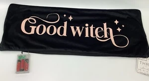 Thro Marlo Lorenz Good Witch Bad Witch Pillow Pink over Skeleton Halloween Goth - Picture 1 of 9