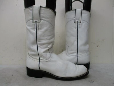 Justin White Leather Roper Cowboy Boots Womens Size 4.5 B Style L3086 USA - Image 1 of 4