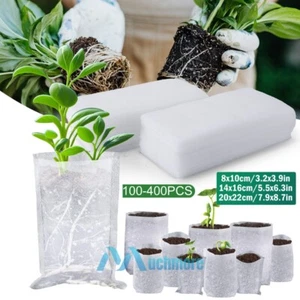 Max 400PCS Biodegradable Nursery Bags Non-woven Plant Grow Seedling Planting Pot - Picture 1 of 26
