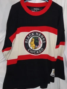 VINTAGE Chicago Blackhawks Sweater Adult XL Reebok Roger Edwards Bobby Hull - Picture 1 of 3