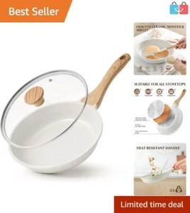 9.5 Inch Healthy Non Toxic Frying Pan with Lid - Perfect for Everyday Cooking - Picture 1 of 9