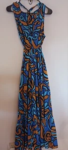 New Zara Women’s Cotton Geometric Printed V- Neck Sundress Dress Size Small NWT - Picture 1 of 9