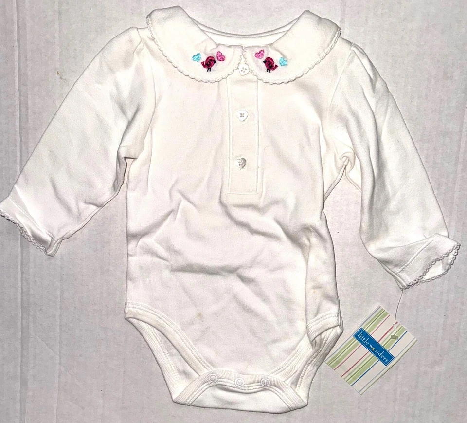 LITTLE WONDERS Manga Larga Creeper Blanco/Motivo Pájaro Talla 0-3 Meses Foto 1 de 1