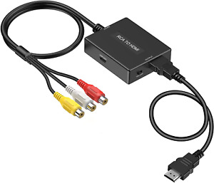 Uzifhdhi RCA to HDMI Converter, AV to HDMI Converter with HDMI Cable Supports PA