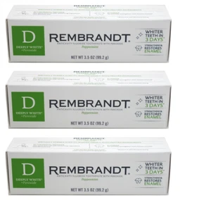 BL Rembrandt Toothpaste Deeply White+Peroxide Peppermint 3.5oz each *Three Pack* - Picture 1 of 1