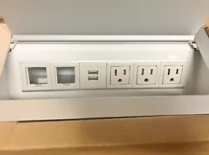 Centro de alimentación Byrne multi-salida plateado blanco toma de cable USB en blanco #9855 - Imagen 1 de 5