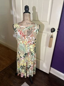 Style & Co. Hellgelbes geblümtes Sommerkleid Racerback Swing T-Shirt L 36” 38” - Bild 1 von 12