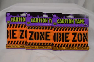 NUEVO Fun World Naranja y Negro Lote de 3 Cintas de Precaución Zona Zombie 50 ft CADA NUEVO EN PAQUETE - Imagen 1 de 9