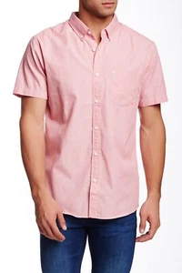 Quiksilver Wilsden SS Button Up Oxford Shirt Mens M Baked Apple Modern Fit $46 - Picture 1 of 9