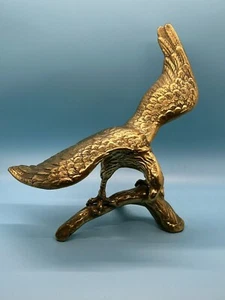 Vintage Mid Century Solid Brass Eagle On Branch Approximately 8.25” Tall - Picture 1 of 7
