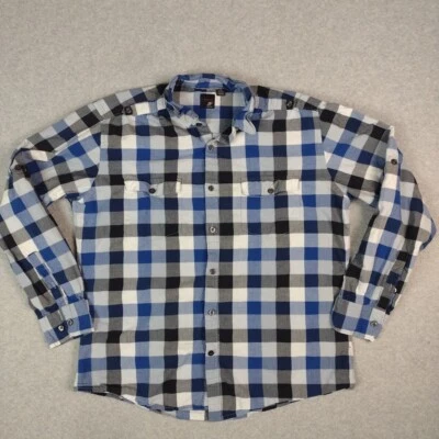 J Ferrar Men's Large Shirt Modern Fit Blue Black Checkerboard LSleeve 16-16.5 - Image 1 of 4