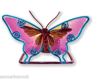 Pink Butterfly Metal Tealight Candle Holder Table Tea Light 5" x 3 1/4" - Picture 1 of 1