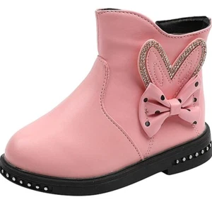 Girls Classic Faux Furry Lined Ankle Boots Breathable PU Leather Size 2.5 / Eu35 - Picture 1 of 4