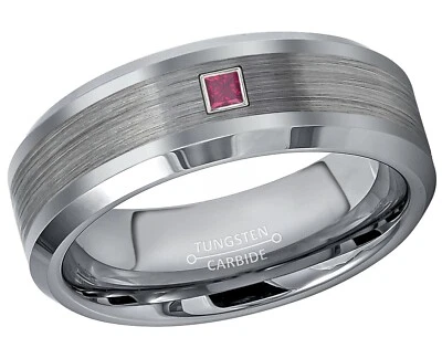 Anillo de boda de tungsteno con borde biselado de 8,05 quilates con borde princesa #002 Foto 1 de 2