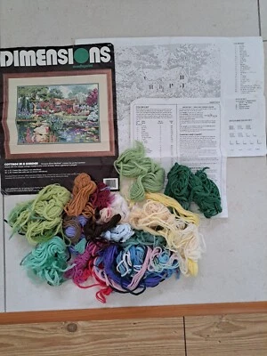 DIMENSIONS  2419 Needlepoint Tapestry Kit COTTAGE IN A GARDEN  Pattern 1994 USA - Image 1 of 4
