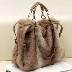 Stylish Women‘s Faux Fur Shoulder Handbag Messenger Bag Travel Casual Bags - Picture 1 of 16