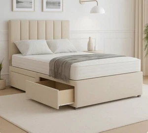 ORTHOPAEDIC DIVAN BED SET WITH MATTRESS AND HEADBOARD 3FT 4FT6 Double 5FT King - Picture 1 of 6
