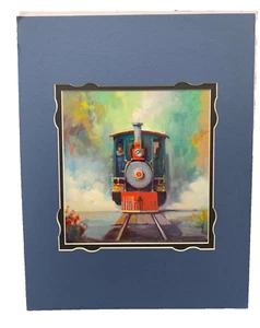 Disney Disneyland Railroad Train "Early Morning Run" Matted Lithograph Print - Picture 1 of 2