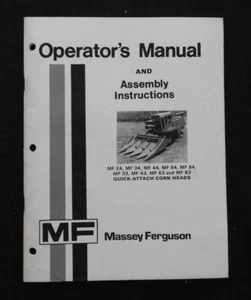 MASSEY-FERGUSON MF 24 34 44 54 64 33 43 63 83 CORN HEADS OPERATORS ASSEM MANUAL - Picture 1 of 6