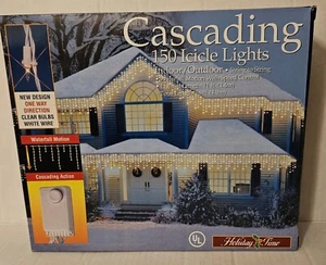 Holiday Time Cascading Clear 150 Icicle Lights Waterfall Motion W/Speed Control - Picture 1 of 5