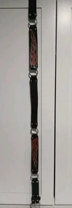 Vtg 90's Black RED Fire FLAME Leather Grunge Goth Motorcycle BIKER ROCKER Belt - Picture 1 of 15