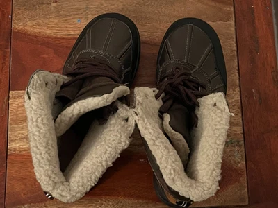 Nautica Duck Boots, Brown leather/suede upper, Black sole, Lace up, Boys Size 3 - Image 1 of 4