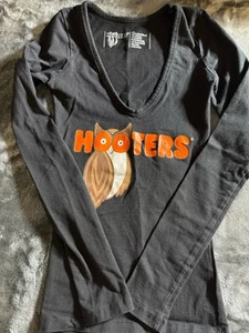 Hooters Authentic Black Long Sleeve Stretchy Uniform Top Shirt size XXS - Bild 1 von 10