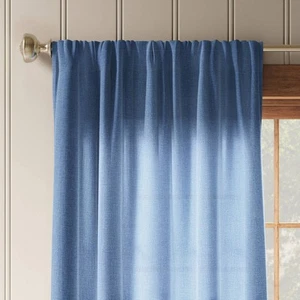 63"x54" Solid Farrah Light Filtering Window Curtain Panel Blue Denim - Threshold - Picture 1 of 4
