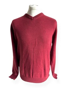 Benetti Luxury "Cashmere Touch" V-Neck Jumper | Men's Large Burgundy 100% Cotton - Picture 1 of 24