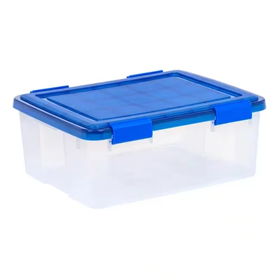 IRIS WeatherPro Storage Tote 30 Qt 7.5 Gal Clear Plastic Stackable Latching Bin