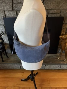 Madewell Suede Essentials Crescent Sling Bag Zip Up Crossbody Shoulder Blue Neu ohne Etikett - Bild 1 von 5