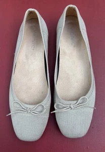 Zapatos Vionic Klara Tejido Ballet Plano 8 Brillante Champagne Beige Dorado Puntera Cuadrada - Imagen 1 de 5