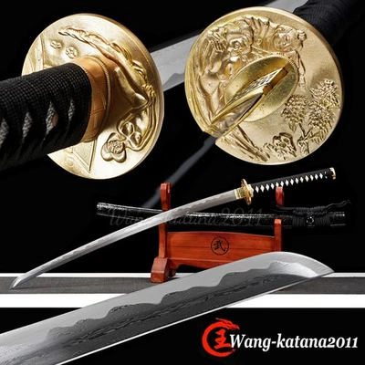 Espada afiada samurai japonês Full Tang Katana aço dobrado Damasco polonês - Imagem 1 de 4