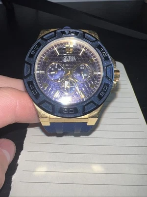 GUESS W0674G2,Men's Mutli-function,stainless steel case,silicone strap,Gold-Tone - Image 1 of 4