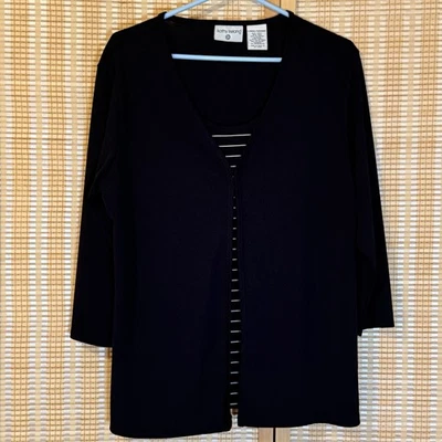 Blusa Kathy Ireland Mujer L Mangas 3/4 Negra Dorada Oficina Grannycore Fiesta Y2K Foto 1 de 4