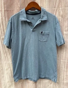 Disney Polo Shirt Mens Large Blue Aloha Pique Hawaii Mickey Mouse Travel Golf - Picture 1 of 7