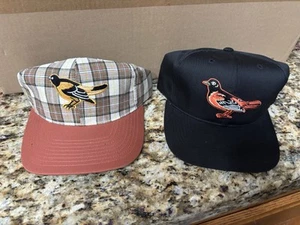 Lot of 2 Baltimore Orioles Hats Caps MLB Baseball Adjustable -Rare Plad Golf Hat - Picture 1 of 8