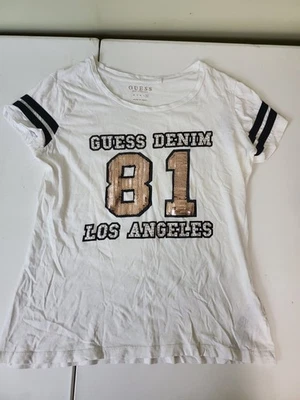 Girls T-Shirt Guess Denim 81 Los Angeles   White, Sequins size XL - Image 1 of 4