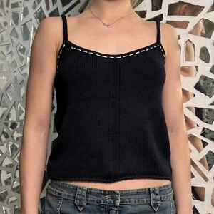 Iceberg Vintage Tank Top Tejido Bordado Negro Hecho en Italia 42 tamaño - Imagen 1 de 4