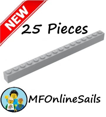 *NEW* 25x Genuine LEGO 1x16 Bricks - Light Bluish Gray- Piece #2465 Bulk Long - Image 1 of 4