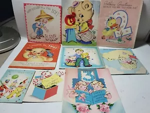 Schöne Vintage 9 Grußkarten Geburtstag 40er Jahre Baby Junge - Bild 1 von 12