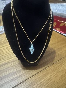 20” Gold Plated Prince Of Wales Fancy Link Chain With Well Shell Charm - Picture 1 of 2