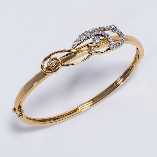 VALENTINO Bracciale placcato oro sterling 925 fatto a mano etnico zirconi bianchi 8" s134